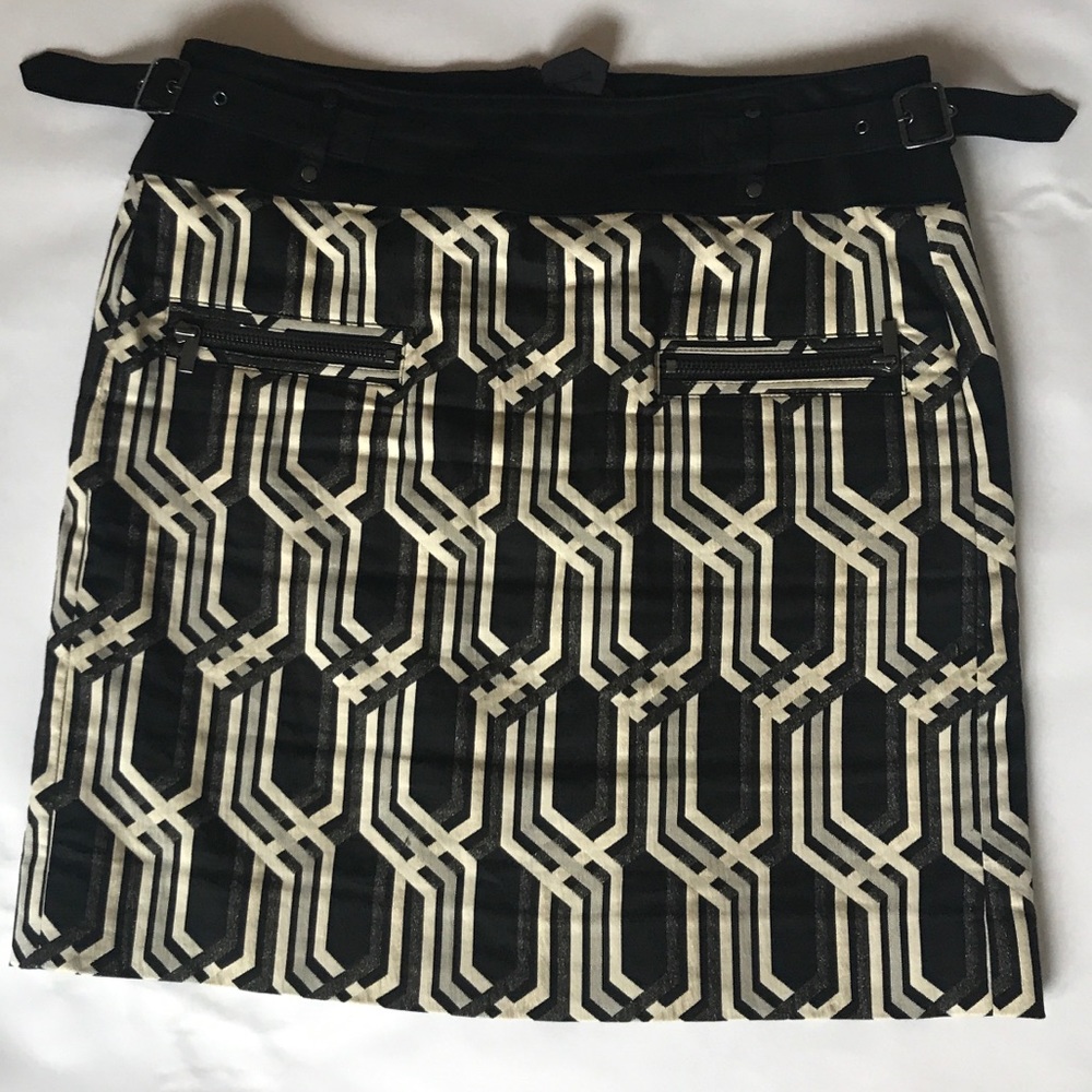 Etcetera B&W Shimmer argyle/geometric Skirt Sz 6